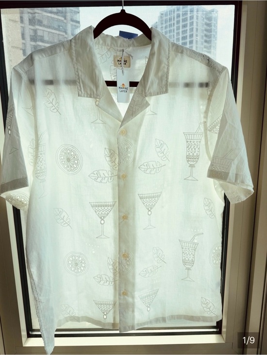 Marine Layer Other - NWT Marine Layer Men’s White Short-Sleeve Embroidered Cotton Camp Shirt - Large